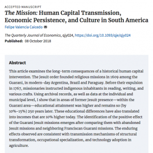 Felipe Valencia´s article at The Quarterly Journal of Economics, QJE 